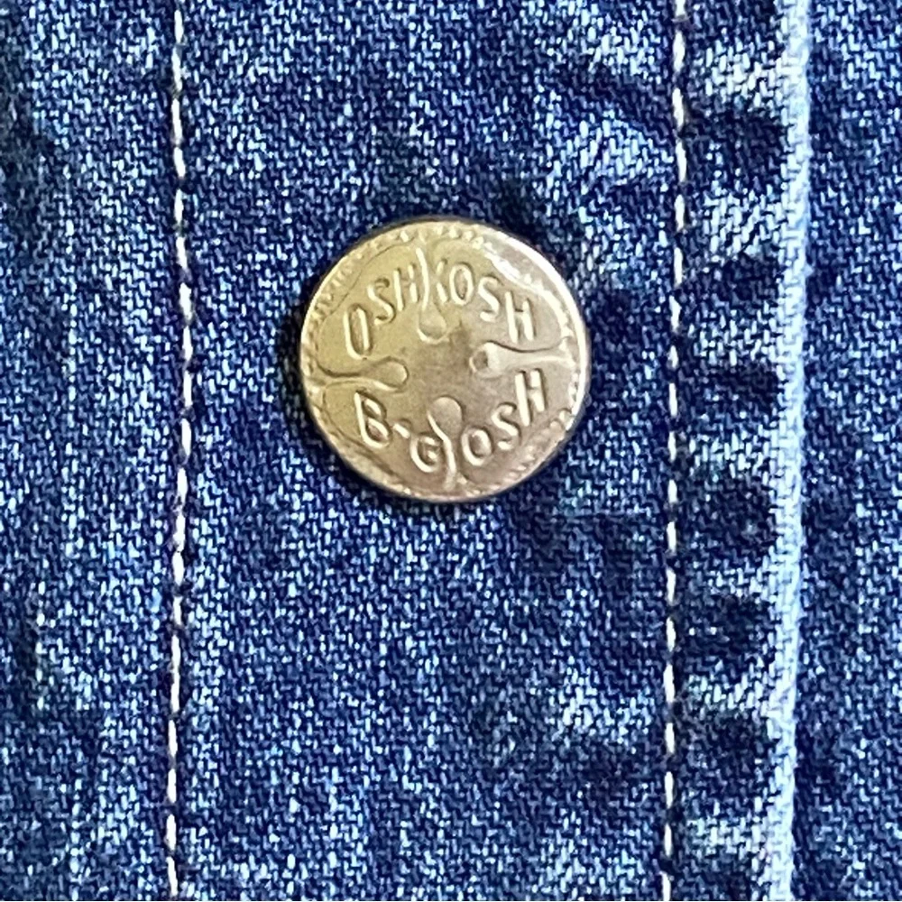 Vintage OSHKOSH Vest 3T Blue 90s Girls Denim Jeans Butterflies USA EUC snaps